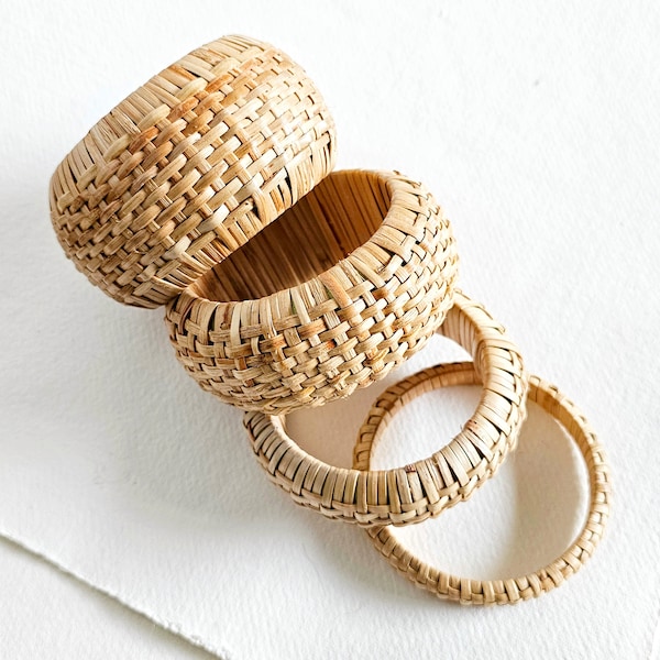 Handmade Rattan Bangle Bracelet: Natural Straw Jewelry