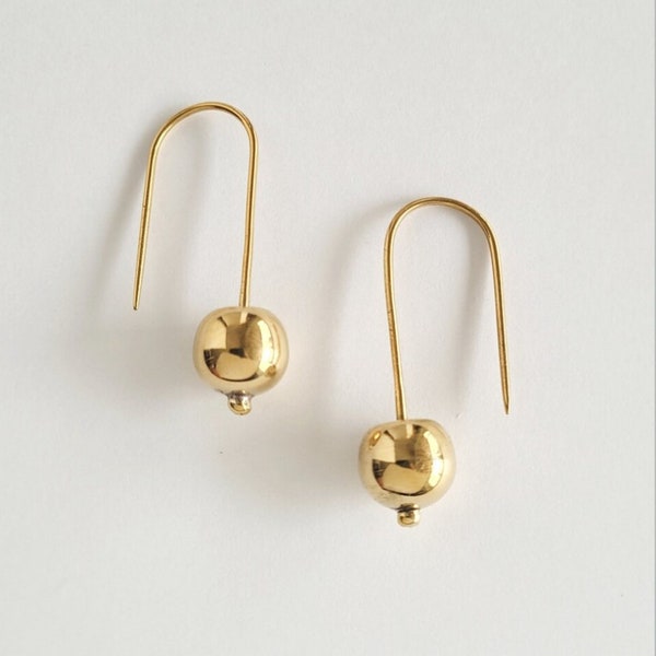 Brass sphere drop ball bead earrings handmade designer weight