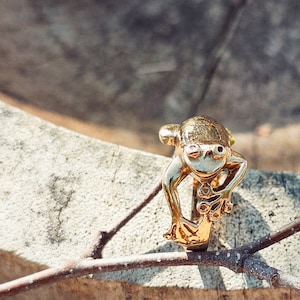 Brass frog toad nature adjustable ring animal ring unique