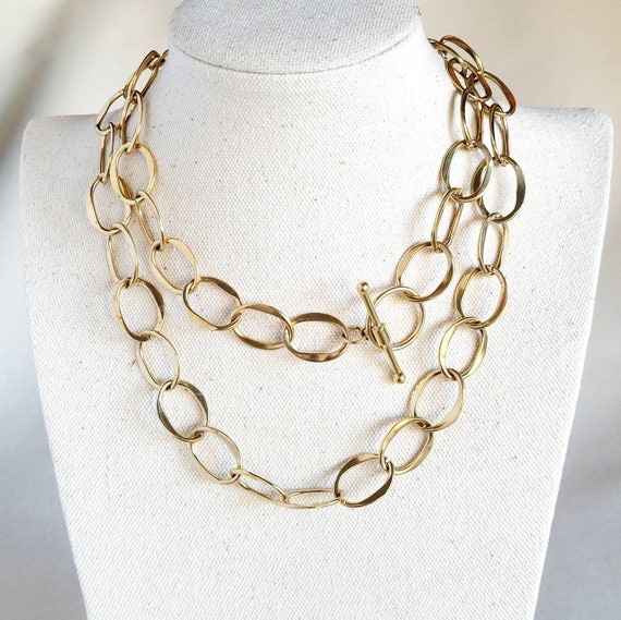 Infinity Brass Big Link Chain Necklace Toggle Necklace Endless Variations  Styles Handmade Body Jewelry 