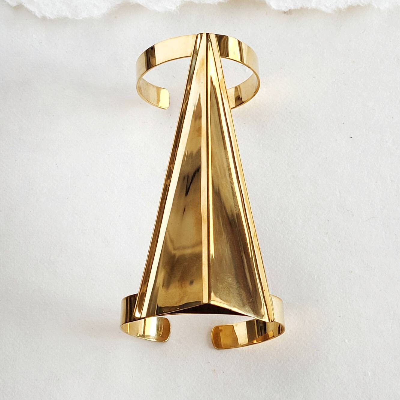 Jet Set huge spike pyramid brass adjustable Cuff