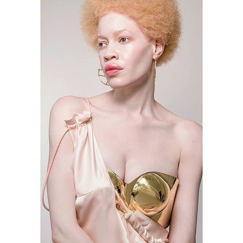 solid Brass Bustier top with leather ties