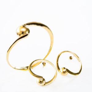 Brass Golden Pearl Hoop Earrings Bangle