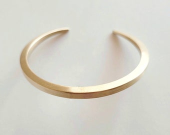 Solid handmade brass cuff bracelet simple stacking modern