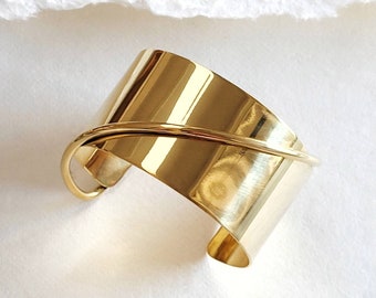 Solid brass minimal modern Wired Cuff bracelet