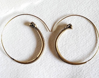 Brass cobra snake animal hoops hoop Earrings