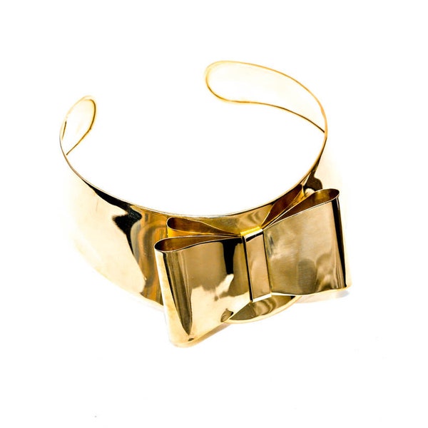 solid brass Bow Tie Collar choker necklace