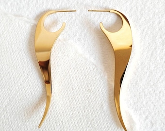 18K gold plated long spike hoop modern earrings High quality non fading