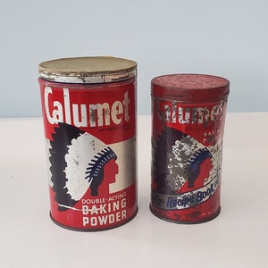 Vintage Calumet Baking Powder Tins - Advertising Kitchen tin cans