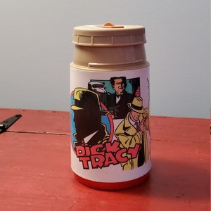 Vintage Dick Tracy, Aladdin Thermos, Collectible Disney Cartoon Lunch Box Item, Disney Movie Film