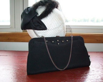 EN venta - bolsa de embrague noche Rhinestone negro Vintage - años 60 monedero