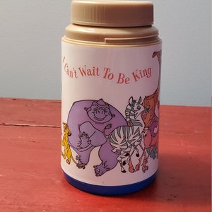 Vintage Lion King, I Can&#39;t Wait To Be King, Aladdin Thermos, Walt Disney Collectible, Thermos for Lunch Box, Drink, Soup Holder Tote Cup Mug