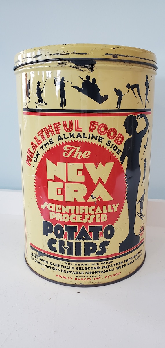 Vintage Advertising Tin - the New Era Potato Chips - Detroit