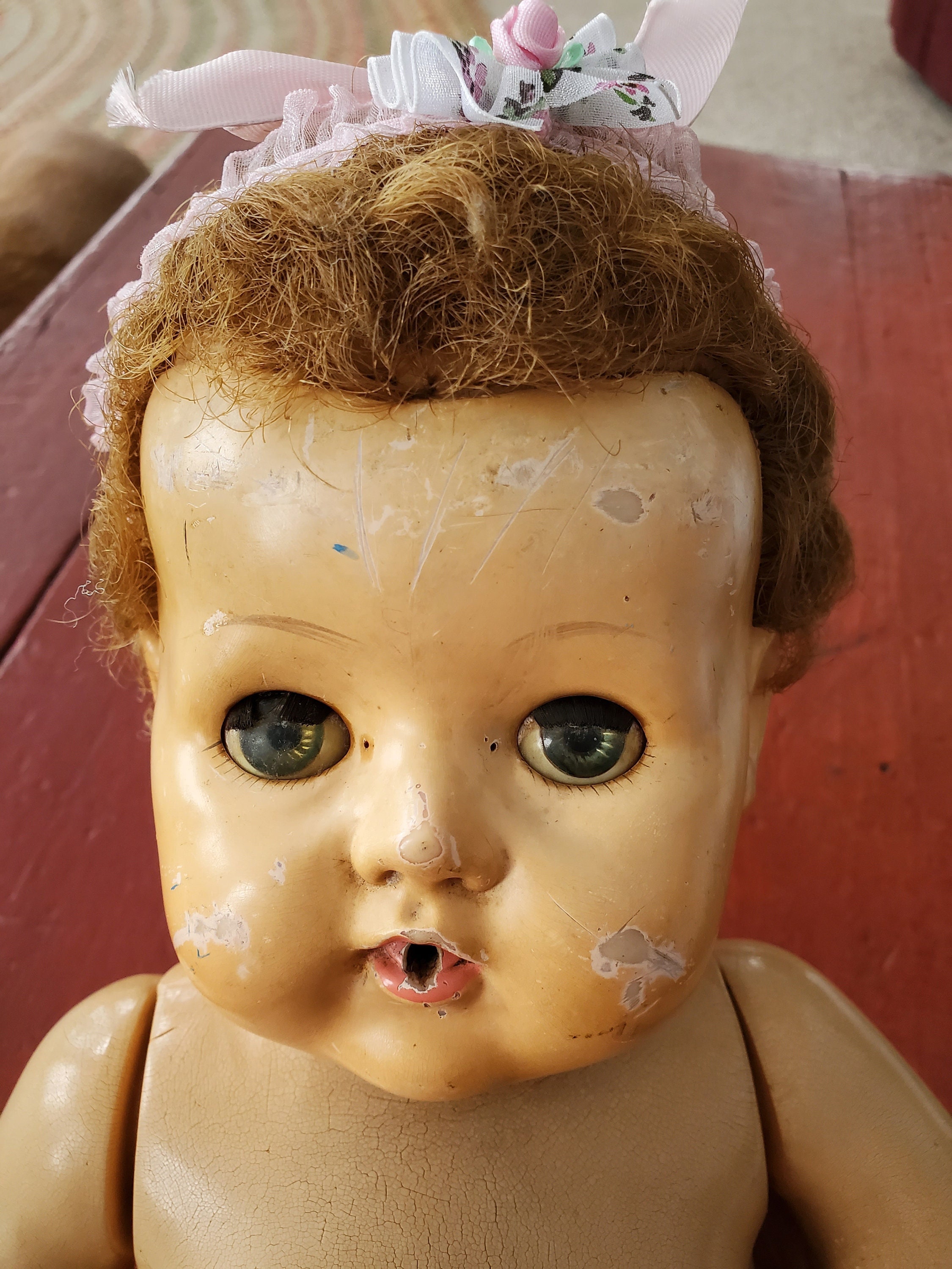 Small Vintage Soft Plastic/rubber Kleeware Sitting Baby Doll 1950s -   Hong Kong