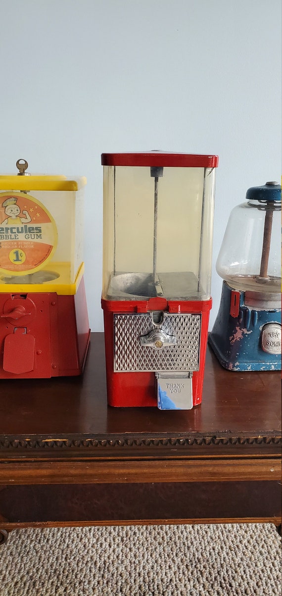 Vintage Candy Nut Dispenser, 1950's Vending Machine, Gumballs 5 Cent Red  General Storye, Grocery 50's Display, Barware, 50's Prop Display 