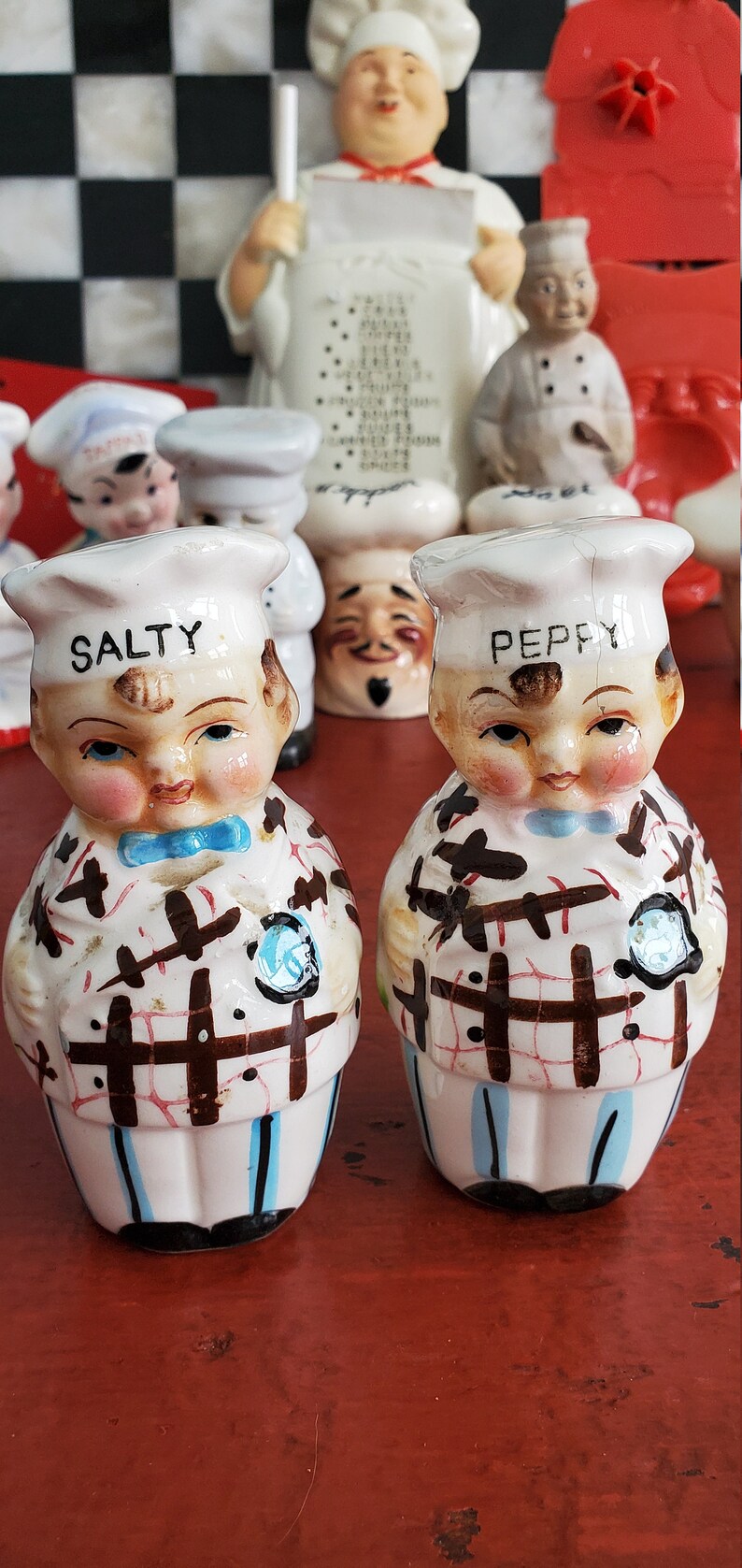 1950's Salty & Peppy Chef Salt and Pepper Shakers Japan Etsy