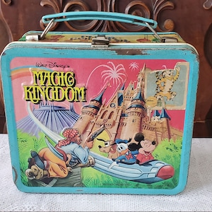 1979 Vintage Walt Disney Magic Kingdom Lunch Box - Disney Land, Wonderful World, It&#39;s a Small World - Vintage Metal Lunchbox