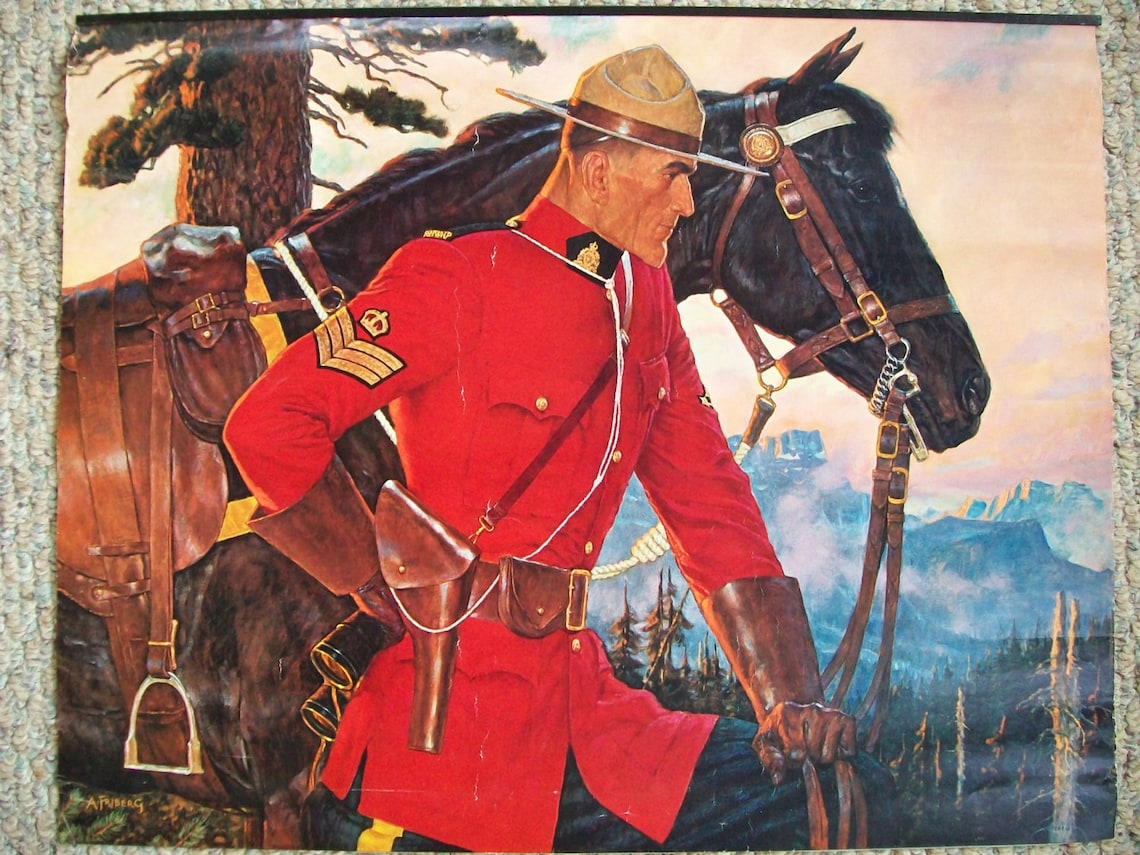 Arnold Friberg lithograph Canadian Mountie Vintage Print Etsy