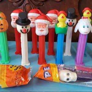 16 Vintage PEZ Candy Dispensers - Holiday, Christmas, Easter, Halloween, Santa Claus, Snowman, Pumpkin, Chick, Skeleton, Lamb, Witch - Toys