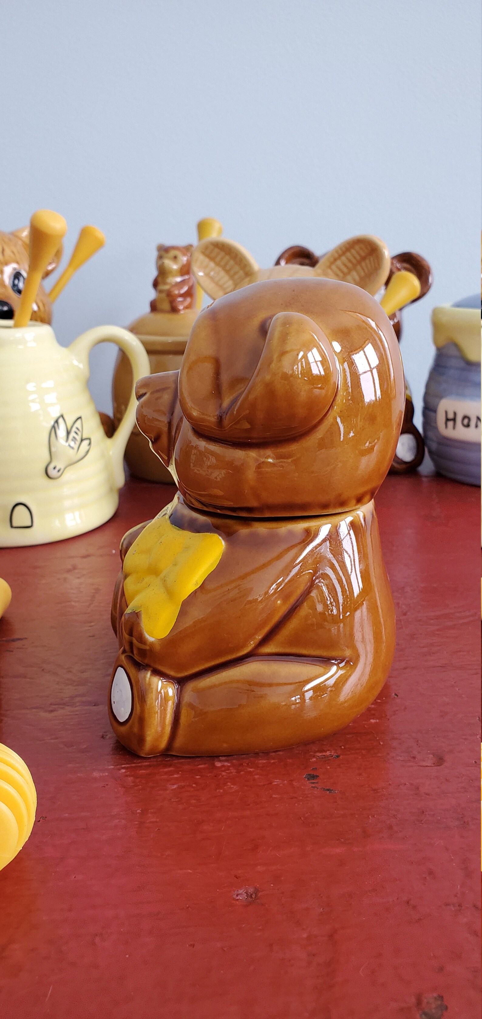 Vintage Honey Bear Pot, Jar, 80's Quirky Kitschy Honey Keeper With