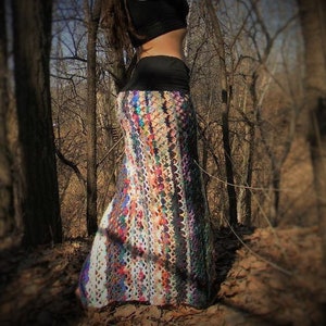 RaiNbOwsEND~ crocheted Skirt - Up-cycled~Festival, burning man, dancing, Bright colors, sexy