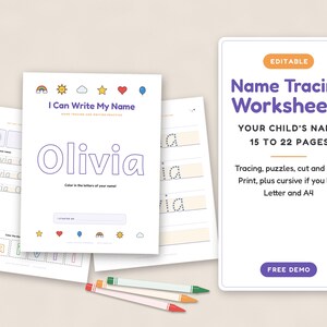 Fichas para repasar el nombre, cuadernillo personalizado de lectoescritura, preescolar e infantil, letra cursiva, imprimible A4