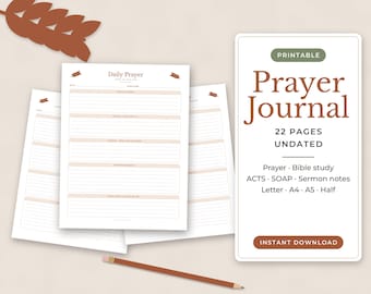 Prayer Journal Printable, Bible Study Journal, SOAP Bible Study, Sermon Notes, Verse Mapping, Prayer List, Christian Journal, Undated