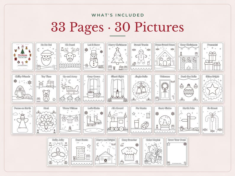 Bold and Easy Christmas Coloring Pages for Kids, 30 Printable Christmas ...