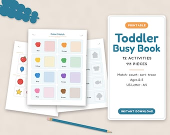 Toddler Busy Book Printable, Toddler Learning Binder, Preschool Busy Binder, Quiet Book, Montessori Activities, Homeschool, Ages 2-5