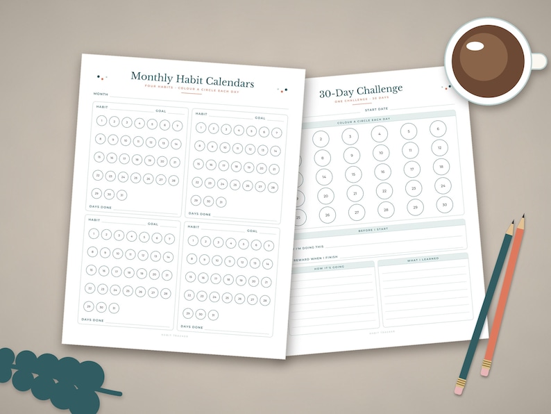 Habit Tracker Printable Bundle, Monthly Habit Tracker, Daily Weekly ...