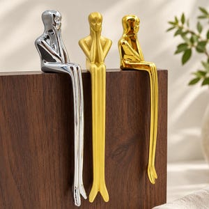 Human Figure Cabinet Handle, Long Leg Drawer Pull, Sculptural Furniture Hardware, Artistic Wardrobe Handle, Gold Silver Dresser Pull
