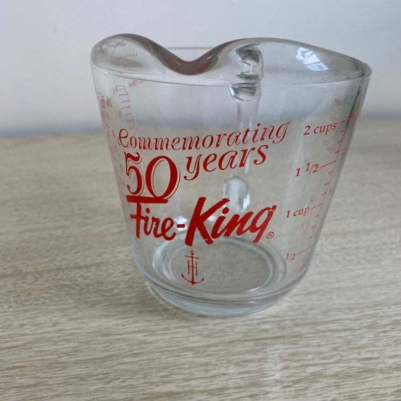 Fire King Anchor Hocking Commemorating 50 Years 2 Cups Glass Measuring Cup Glassware