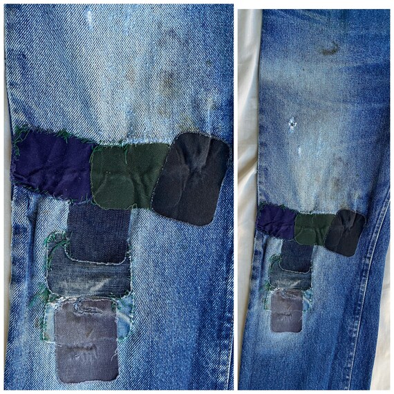 Lee Patched Jeans 32x29 Size 32 Vintage Jeans wit… - image 3