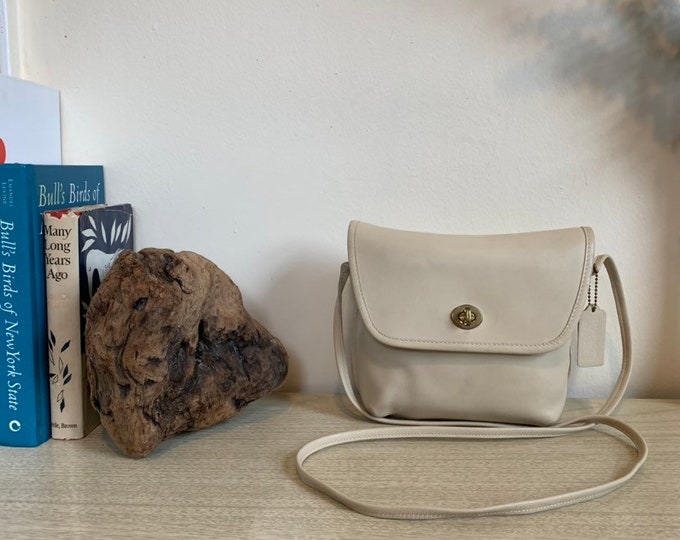 Vintage Coach Quincy Bag White Leather Coach Flap Bag Coach Etsy