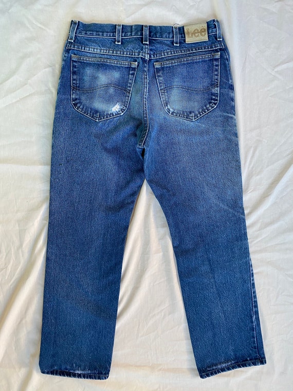 Lee Patched Jeans 32x29 Size 32 Vintage Jeans wit… - image 2