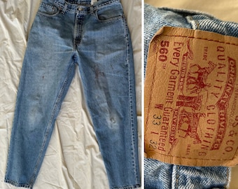 Levi's 560 32x32 Medium Wash Jeans High Rise Jeans Made in USA Levi's Dad Jeans Light Wash Balloon 90s Jeans, Vintage Levis 560 W33 L32