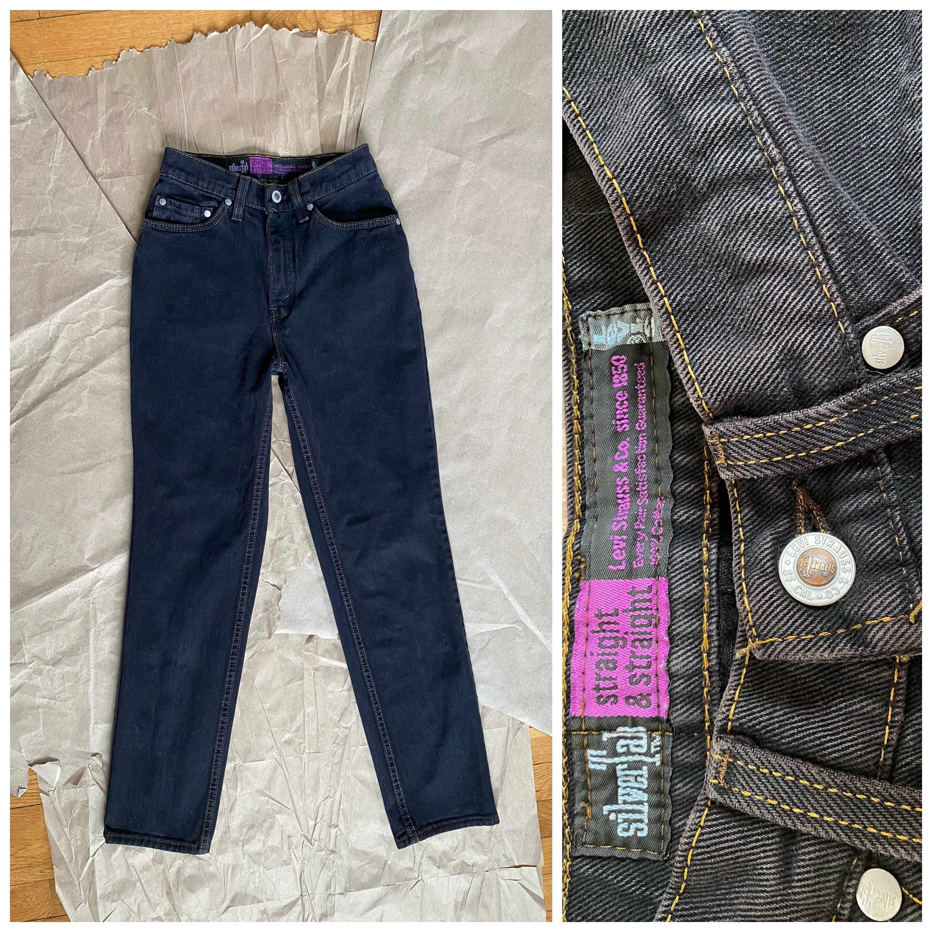 Levi's Silver Tab 24x28 High Waisted Black Jeans Mom Jeans | Etsy