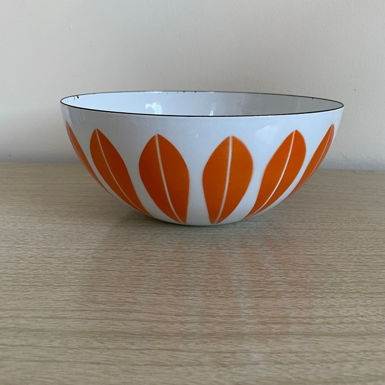 Cathrineholm 9.5” Bowl Lotus Orange and White Enamel Bowl, large Cathrineholm 9.5” Bowl Lotus Orange and White Enamel Bowl, large