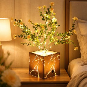 Romantic LED Flower Tree Lamp, USB & Battery Operated Warm Night Light, Cozy Aesthetic Bedroom Decor, Gift for Her, Ambient Table Lamp