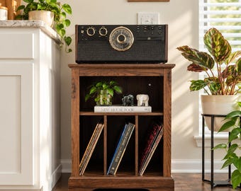 Record Player Stand, Turntable Stand with vinyl record storage, LP Record Organizer, 3 Tier Media Cabinet, Modern Record Shelf