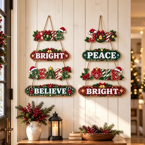 Multi-Layered Wooden Christmas Door Hanger, Festive Holiday Wall Decor