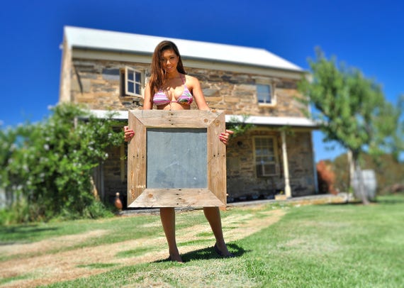 Sexy Girl Bikini Female Holding A Mockup Sign Wooden