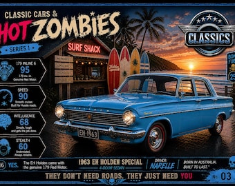 KLASSIEKE EH Holden Special Card uit 1963 | Retro Zombie Car ALLEEN verzamelobject (Serie 1 #3)