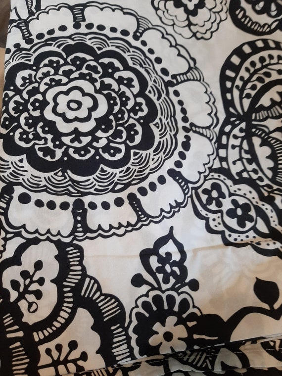Black and White Floral Print Fabric 100 % Cotton 3 Piece Twin | Etsy