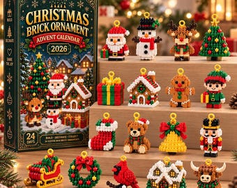 24-Day Christmas Brick Ornament Advent Calendar, DIY Building Blocks for Kids (2026)
