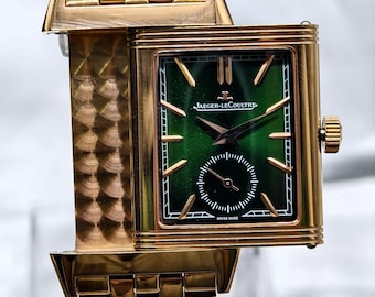 Orologio da polso vintage Jaeger-LeCoultre Reverso con quadrante verde e movimento al quarzo da uomo. Spedizione gratuita.