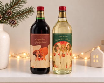 Glühwein Etiketten personalisierbar Flaschenetikett Weihnachten Mitbringsel Wichtelgeschenk 2 Designs & 3 Größen Wichtelgeschenk DIY