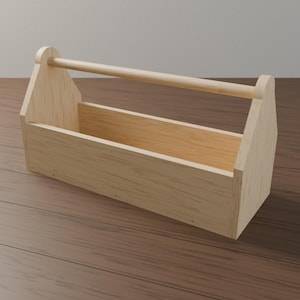 Tool Tote Plans, Woodworking Plan PDF and CNC DXF Files, Carpenter Tool Box With Dowel Handle, Beginner Shop Project