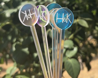 Custom Engraved Rainbow Acrylic Cocktail & Cupcake Picks