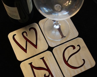 Steel Coaster Set of 4 WINE, Bar, Cellar, Coasters